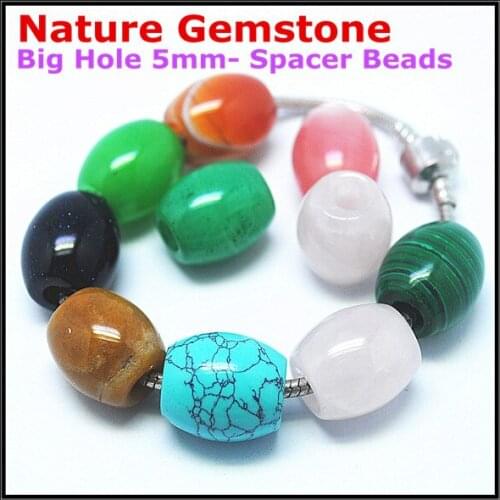 5pcs/lot nature gem stone spacer beads charms beads blue howlite ilver bracelets making big hole size 16x18mm hole size 5mm