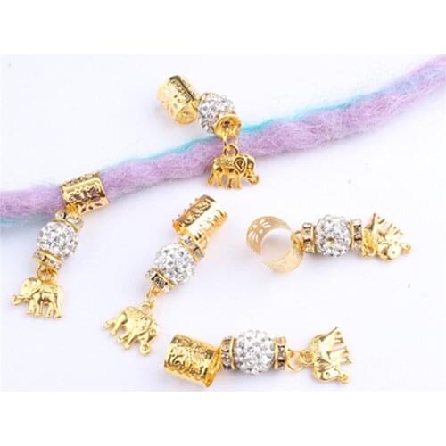 5pcs Silver Gold Hair Braid Dreadlocks Bead Hair Ring Cuffs Dread Tube Charm Dreadlock Braid Extension Styling Tools Accessories