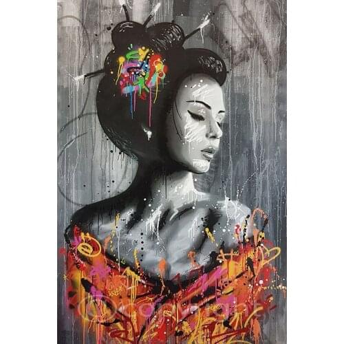 5D DIY diamond painting Graffiti Japanese Woman Full Drill Embroidery Cross Stitch Mosaic Craft Kits Home Decor Christmas Gift