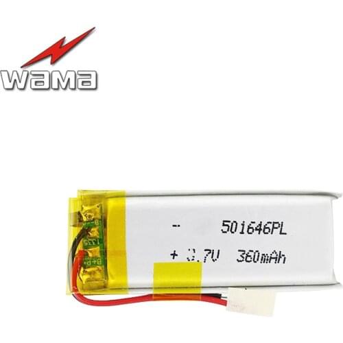 WAMA 501646 360mAh PCB Over-charge Protected Li-ion Lithium Polymer 3.7V Rechargeable Batteries for Reading Pens Digital Product