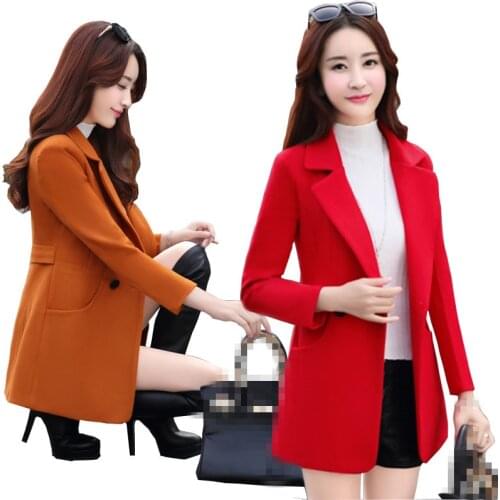 B3835 2020 new autumn and winter womens wear fashion thickened loose slim Blends coat cheap wholesale