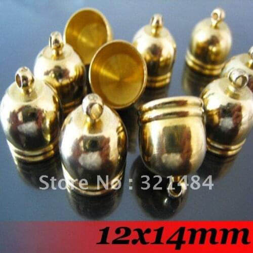 Free ship! Gold Plated Tone Metal 12x14mm 500PCS jewelry clasps and bead end cap leather cord end findings