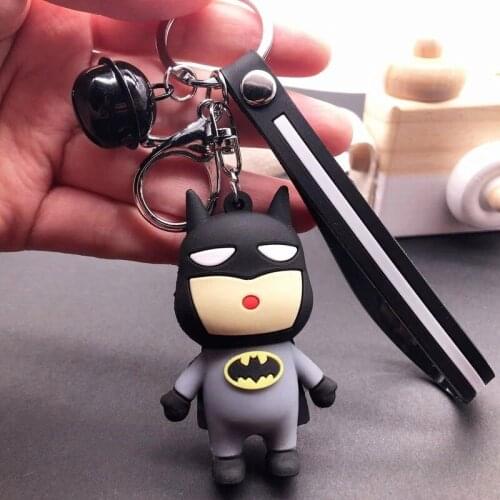 Movies Batman Keychains anime cartoon key chain Ornaments Soft Glue figure kids toys collection dolls bag pendant Children gifts