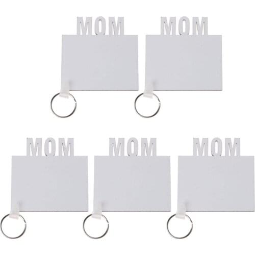 5Pcs Blank Mom Dad Family MDF Keychains Sublimation Heat Transfer Photo Wooden DIY Keychains Keyrings Kit Jewelry Making X4YA