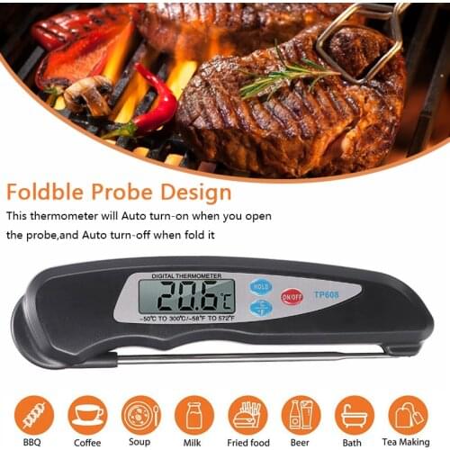 Digital Food Themometer Probe Instant Read Food Cooking Meat Thermometer with Folding Probe for Kitchen BBQ Grill Cooking Tool