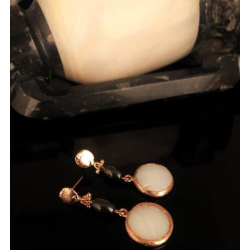 Dr Stone Natural Stone Women 'S Pearl Stone Rose Gold Plated Earrings KRB395 373144969