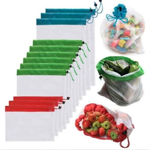 Hot Environmental Washable Storage Mesh Bag Handbag Foldable Shopping Bags Reusable Folding Grocery Nylon Eco Tote Bag