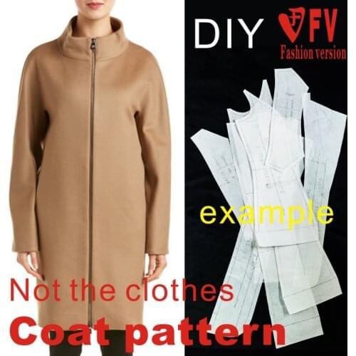 European and American womens fashion zipper stand-up collar windbreaker coat pattern 1:1 garment sewing diagram BFY-200