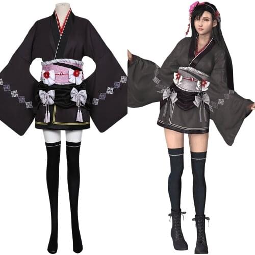 Final Cosplay Fantasy VII Remake Tifa Lockhart Cosplay Costume Women Kimono Dress Outfits Halloween Carnival Costume Custom Made