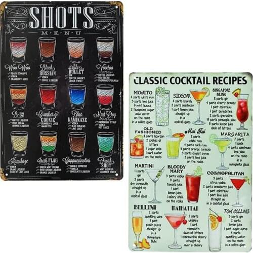 HOT Cocktail Signs,Cocktail Bar Sign,Vintage Bar Metal Sign Signs,Plaque Poster Wall Art Decoration for Home Bar Accessories