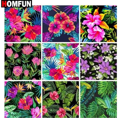 HOMFUN Diy 5d Diamond Painting "Flower beautiful scenery" Cross Stitch Square Round Diamond Embroidery Handwork Rhinestone Art