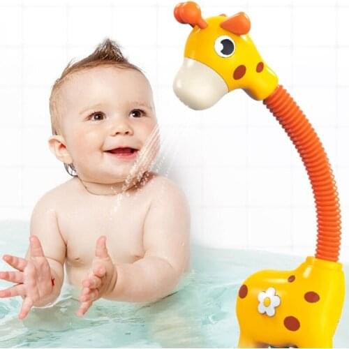 Bath Toy Water Sprinkler Swimming Pool Toy Bath Playing Giraffe Shower Rose Toy for Bathtub Infant Bend Free Non-Mold