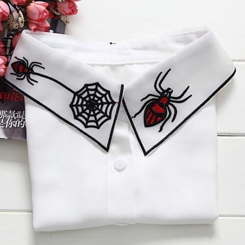 Fake collar spider net shirt pearl water white high - end Lace black white Fake Collar Diamond Pearls Decorative Shirt