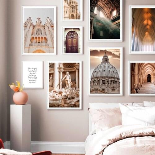 Italy Rome church statue Door Dome Quotes Nordic Posters And Prints Wall Art Canvas Painting Wall Pictures For Living Room Decor