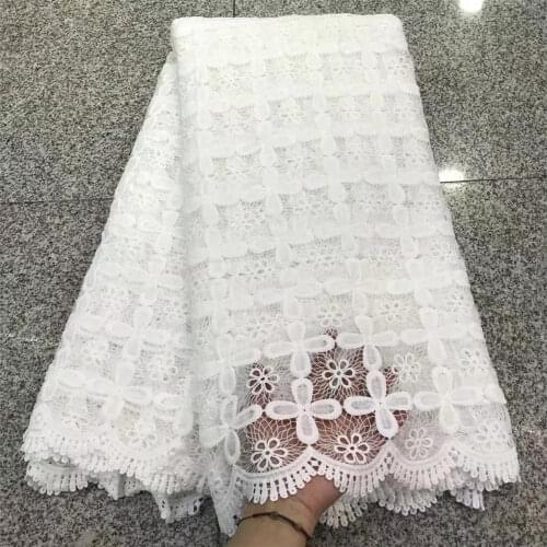 Pure White Wedding Water Soluble Skin Tulle Guipure Lace Embroidery 5 Yards Cord Modern Traditional African Inspire Fabric W857