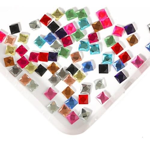 Square Earth Facets Acrylic Rhinestones Flat Back 6mm 8mm 10mm 12mm Hot fix Rhinestones For Nail Art Sewing & Fabric Decoretion