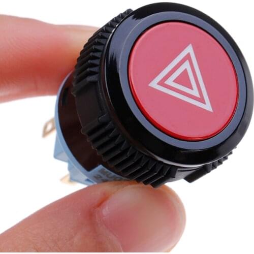 22MM Metal Button Device Switch Car Button 12V With Light Self-Locking Warning Symbol Button Double Flash Switch Start Button