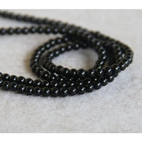 Min Order1)4mm New black onyx Onyx beads chalcedony beads round stones Diy Beads 15" Jewelry making design wholesale