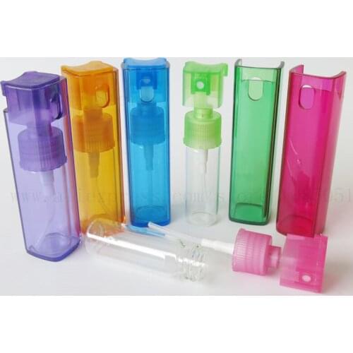 Mini 10ml Portable Square Plastic Refillable Perfume Bottle Spray Cosmetic Containers With Atomizer For Travel 1pc