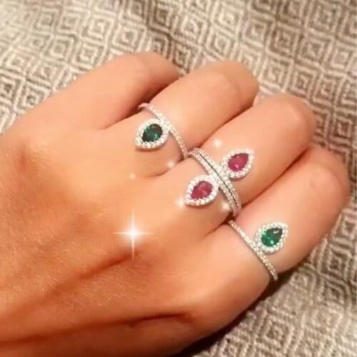 Fashion AAA cubic zirconia micro pave setting water tear drop shaped midi pendant ring ,pinky finger ring jewelry accessories