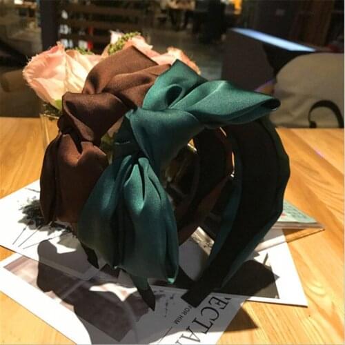Fashion hair accessories womens hair card satin chiffon fabric headband multi-layer large bow wide-side slip headband headwear
