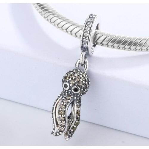 Fashion Cute Little Octopus Sea Environmental Protection 925 Sterling Silver Bracelet Pendant Fit DIY Jewelry Making Kids Gift