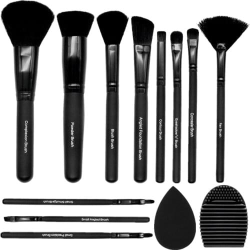 Black Vegan Makeup Brushes Set Tools 11PCS For Beauty Care Foundation Eyeshadow Contour Bronzer Powder Brush High Quality