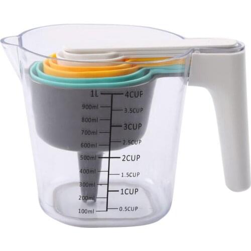 9 Pieces Measuring Cup Measuring Spoon Set with One Scraper One Funnel Plastic Cooking Baking Kitchen Utensil Baking Accessories