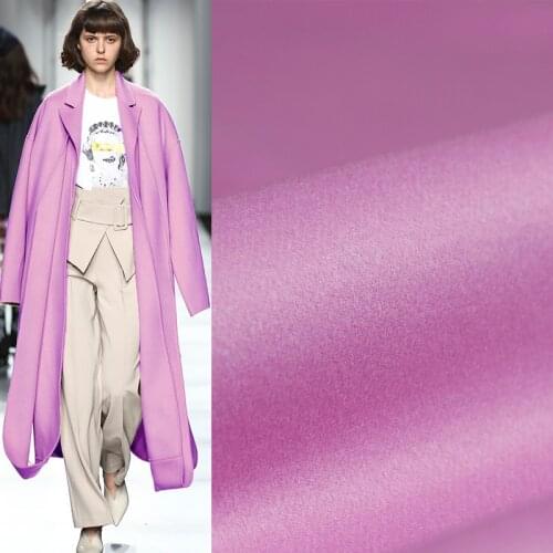 Pearlsilk Light Purple Thicken Double-side Overcoating Fabrics 100%Wool Material Winter Women Overcoat Sewing Cloth Freeshipping