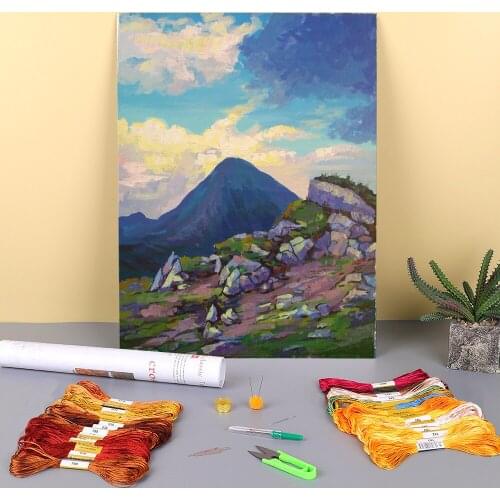 Landscape Hoverla. Etude Printed Canvas 11CT Cross Stitch Full Kit DIY Embroidery DMC Threads Craft Hobby Needlework Adults