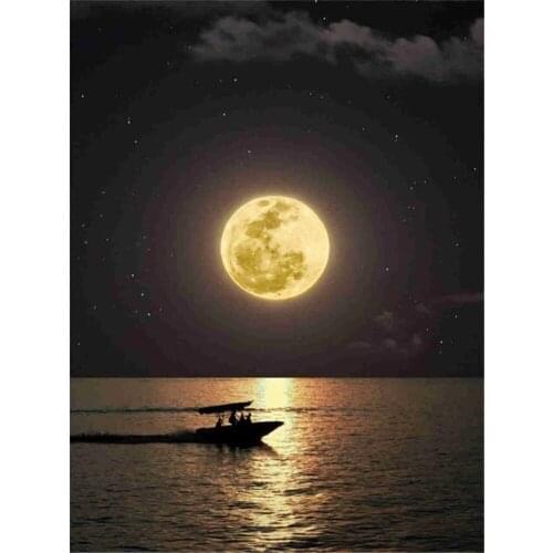 Landscape Moon DIY 11CT Cross Stitch Embroidery Kits Needlework Craft Set Cotton Thread Printed Canvas Home Dropshipping