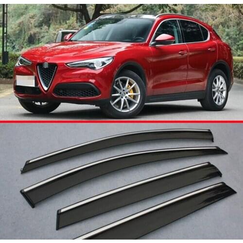 Plastic Exterior Visor Vent Shades Window Sun Rain Guard Deflector For Alfa Romeo Stelvio 2017 2018 2019