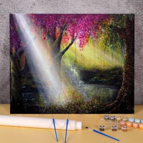 Natural Scenery Secrets Paint By Numbers Complete Kit Acrylic Paints 50*70 Boards By Numbers Home Decoration Handicraft