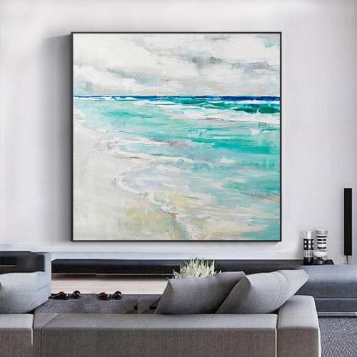 Hand-painted oil painting ocean wave background wall decoration painting modern living room dining room abstract painting