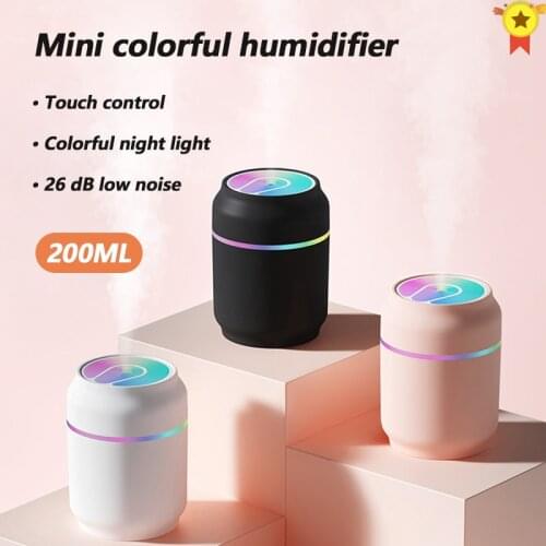 200ml Air Humidifier USB Ultrasonic Aroma Essential Oil Diffuser Romantic Soft Light Humidifier Mini Cool Mist Maker Purifier