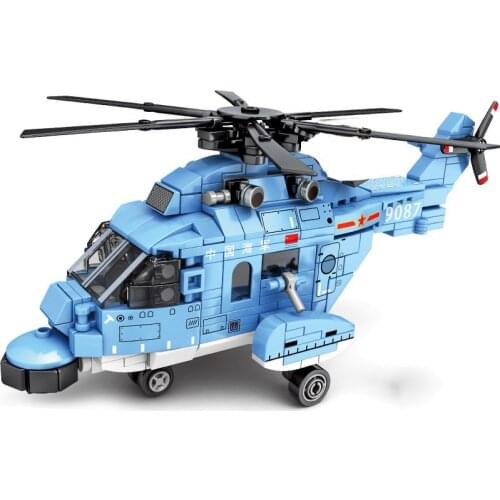 Military War Weapon Chinas Z-18 Helicopter Model Bricks Building Blocks Toys for Children Boys Kids Gifts 375Pcs