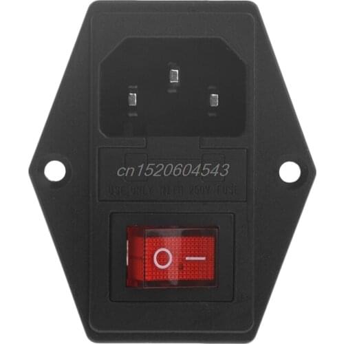 1PC 10A 250V 3 Pin IEC320 C14 AC Inlet Male Plug Power Socket With Fuse Switch R06 Whosale&DropShip