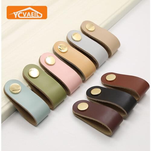 Nordic Furniture Drawer Pulls Wardrobe Cupboard Cabinet Soft Leather Dresser Handles Cortex Furniture Hardware Door Knob