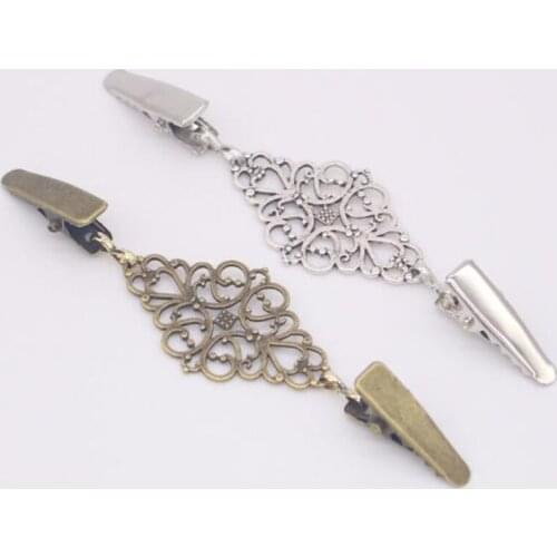 1Pcs Retro hollow Pattern Metal Sweater Cardigan Collar Shawl Shirt Clip Buckles Buttons For Clothing Decoration Garment Hooks