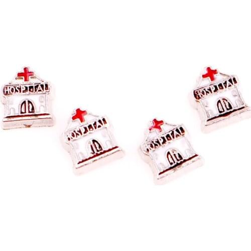 20pcs F1051 Hospital cross Floating charms Zinc Alloy Suitable for Floating Locket DIY Jewelry Pendant Necklace