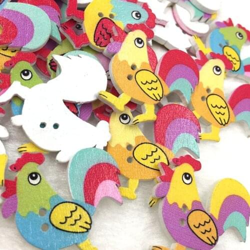 30Pcs Animal 2 Holes Wood Painting Sewing Buttons WB386
