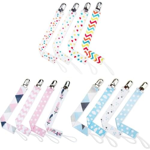 4 Pcs Baby Pacifier Clip Chain Ribbon Holder Pacifier Soother Clips Leash Belt Nipple Holder For Infant Feeding Clip Chains