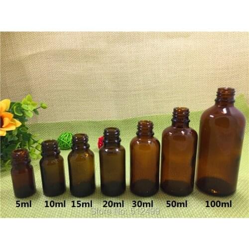 Free shipping 5/10/15/20/30/50/100ml 18/410 Essential Oil Bottles clear glass bottle brown liquid refillable bottle