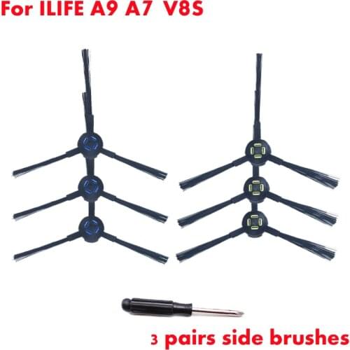 7pcs robot vacuum cleaner side brush kit for ILIFE A9 A7 v8S x750 X800 X787 X785 as seen on tv dust cleaning sweeper parts