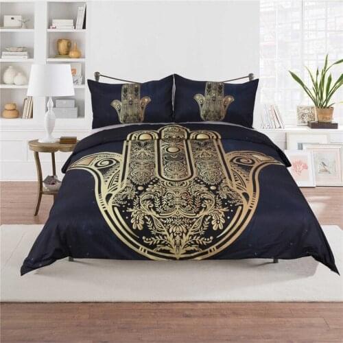 Bronzing palm Pattern Quilt Cover with 2 Pillowcase Fashion Bedding 3 Piece Set 3D Printing Available In Multiple Size