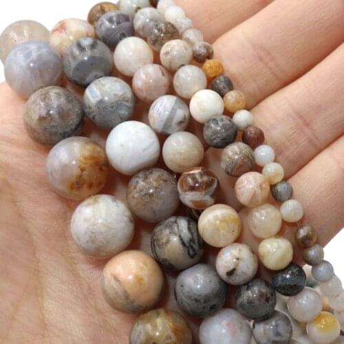 Natural Bamboo Leaf Agates Stone Loose Spacer Bead For Jewelry Making Charm DIY Bracelet Necklace Accessories 4 6 8 10mm