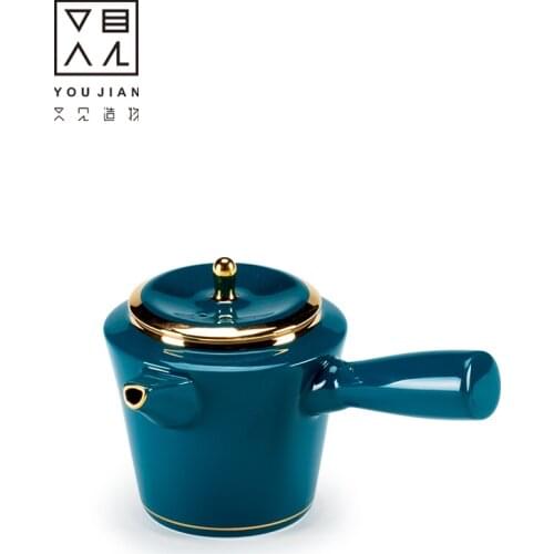 White porcelain teapot teapot Chinese kung fu tea set exquisite single pot tea set accessories side handle pot