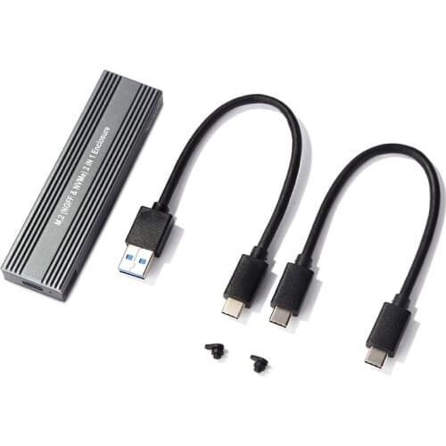 M2 SSD Case NVME Enclosure M.2 to USB Type C 3.1 SSD Adapter for Dual Protocol NVME PCIE NGFF SATA M/B Key SSD
