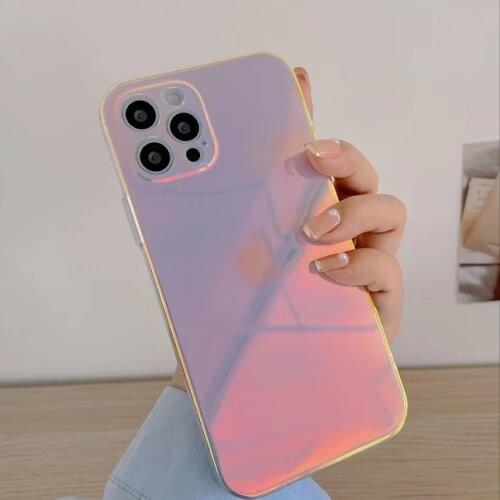 Luxury Flash Laser Simple Phone Case for iPhone 11 12 Pro Max XS Max X XR 7 8 Plus Cute Mirror Glossy Soft Tpu Back Cover