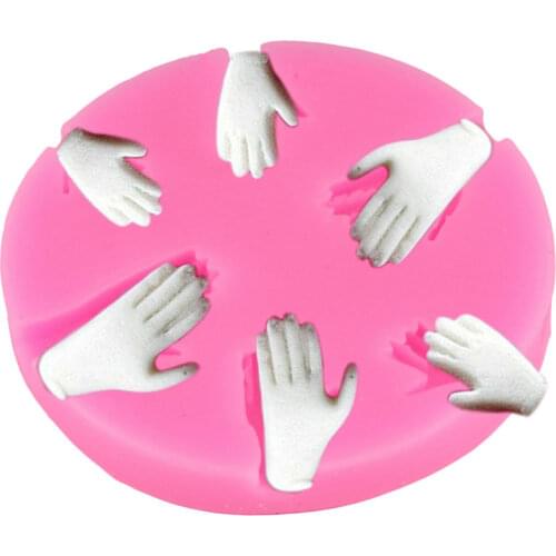 Human Hand Silicone Molds DIY Party Cupcake Topper Fondant Cake Decorating Tools Polymer Clay Candy Resin Moulds Gumpaste Mould
